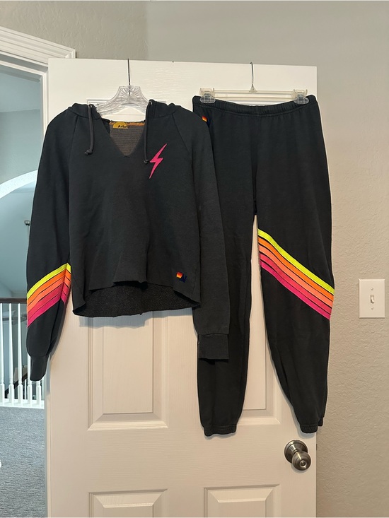 Aviator Nation Tops - Aviator Nation Dark Gray Bolt Cropped Hoodie & Joggers Size Medium